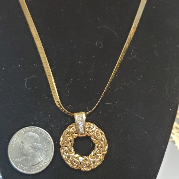 14k Italian herringbone necklace & 14k pendant - Picture 7 of 8